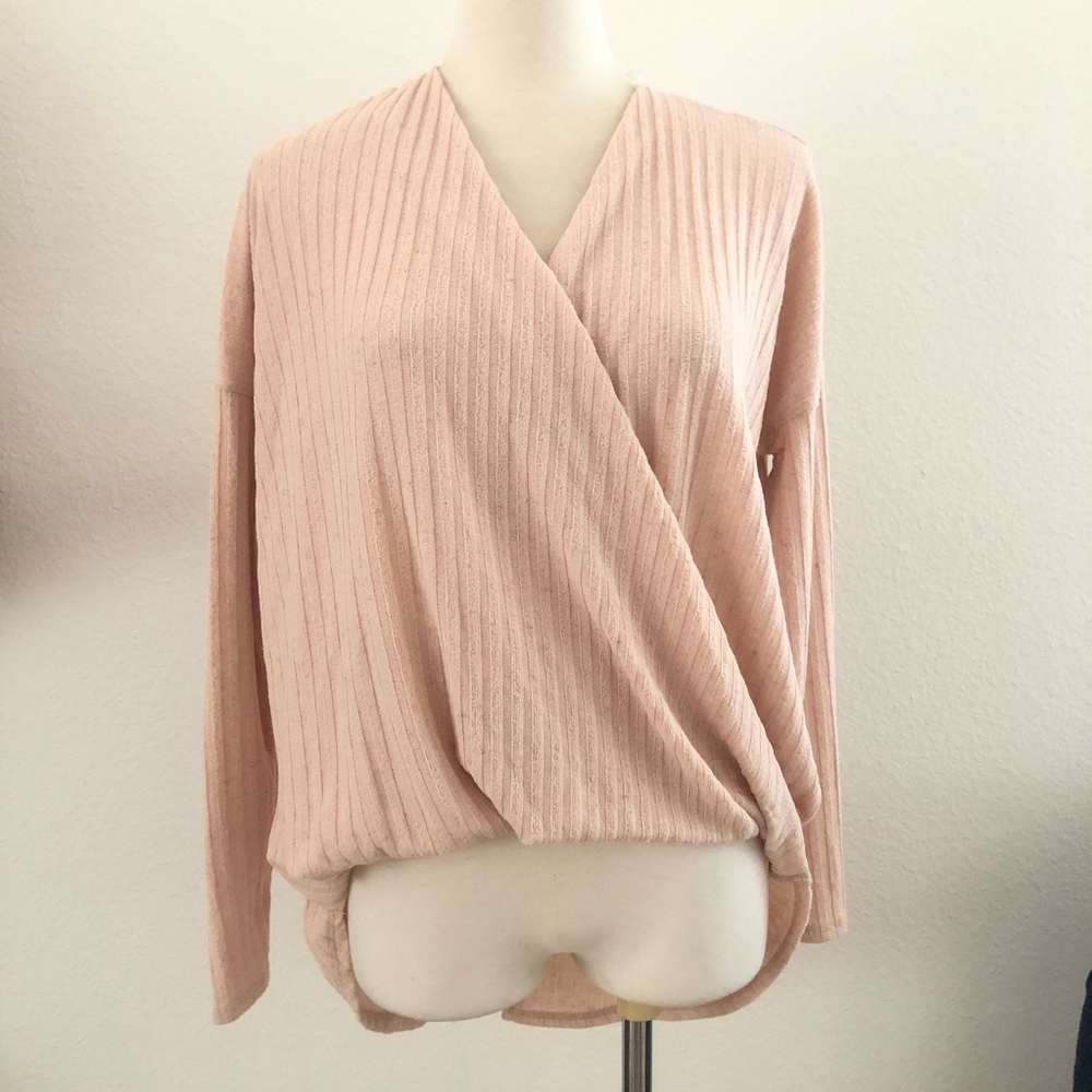 NWT Mikey & Joey Elegant Cream color Long Sleeves Wrap Top Small